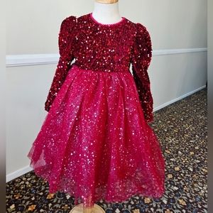 Elegant Red Sequin Kids Formal Dress - Valentines Day! + matching bow